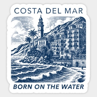 COSTA DEL MAR Born on the Water Vintage Distressed Style Sticker